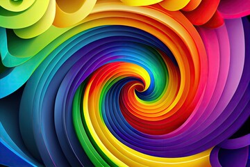 Abstract colorful spiral background with rainbow colors. Vibrant gradient illustration layout. Generative AI