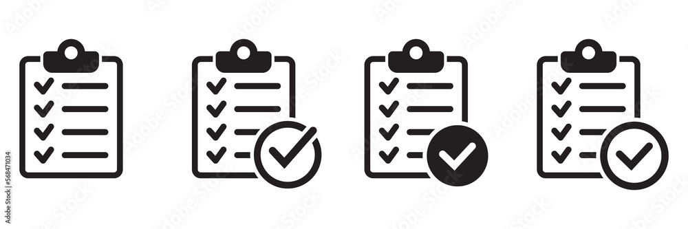 Poster clipboard with mark icon in flat style isolated on background. checklist sign symbol for web site an