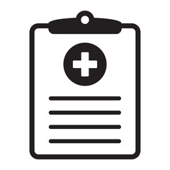 Medical history icon, medical report symbol. Health care clipboard icon. Medical card icon.