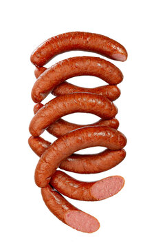 Smoked beef sausage isolated on a white background
