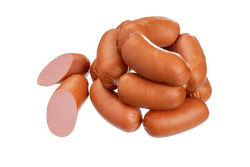 Boiled sausages, isolated on white background. Wiener