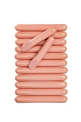 Boiled sausages on a white background. sausages isolated,