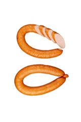 Boiled sausages, isolated on white background. Wiener