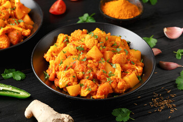 Aloo Gobi traditional Indian dish with cauliflower and potato
