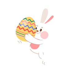 White Rabbit With Easter Egg, Illustration, Transparent