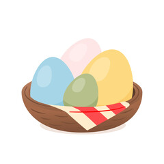 Plain Easter Egg In Basket, Easter Day, Illustration, Transparent