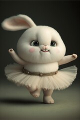 Fototapeta na wymiar white rabbit dressed as a ballerina in a tutu. generative ai.