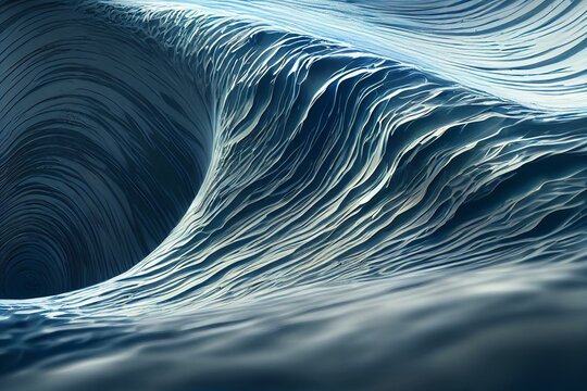 Blue Pastel Abstract Wave Panoramic Wallpaper. Generative AI