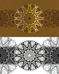 luxury ornamental mandala design background in gold and black color