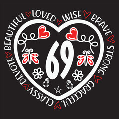 Beautiful love wise brave strong graceful classy devoted  69 svg design