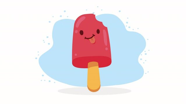 ice cream in stick kawaii character