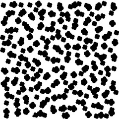 Fototapeta premium Black uneven specks, spots, blobs, splashes seamless repeat pattern. Free hand drawn speckles, flecks, stains or dots of different size texture. Abstract monochrome background. Raster version. 