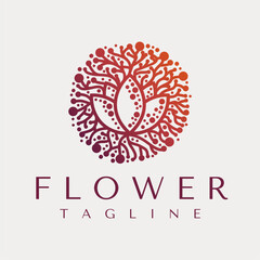 Modern line lotus flower logo template
