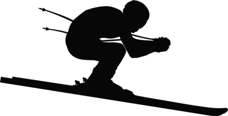Foto op Canvas athlete skier downhill alpine skiing black silhouette © sports photos