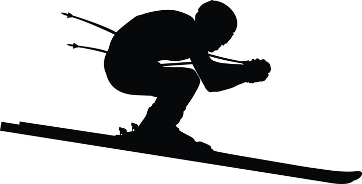 recommend clip art: athlete skier downhill alpine skiing black silhouette