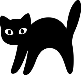 Cartoon scared black cat silhouette