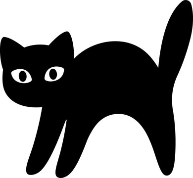 Cartoon scared black cat silhouette