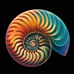 Nautilus sea shell drawing illustration