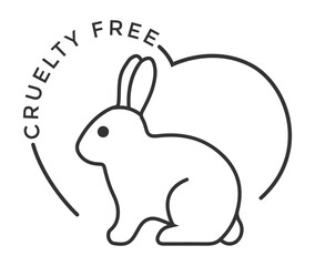 not tested on animals. Animal cruelty free symbol design. Product not tested on animals sign with bunny rabbit stamp. Vector illustration.