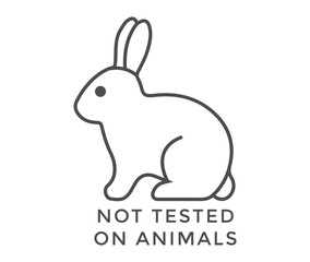 not tested on animals. Animal cruelty free symbol design. Product not tested on animals sign with bunny rabbit stamp. Vector illustration.