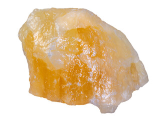 Isolated orange calcite crystal stone