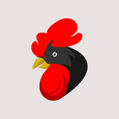 Simple flat illustration of rooster chicken