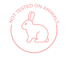 not tested on animals. Animal cruelty free symbol design. Product not tested on animals sign with bunny rabbit stamp. Vector illustration.