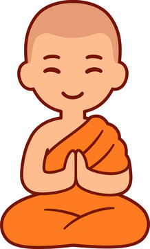 recommend clip art: Cute cartoon Buddhist monk