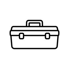 Tool box icon. Black contour linear silhouette. Front side view. Vector simple flat graphic illustration. Isolated object on a white background. Isolate.
