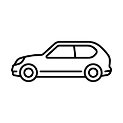 Fototapeta na wymiar Car icon. Black contour linear silhouette. Side view. Editable strokes. Vector simple flat graphic illustration. Isolated object on a white background. Isolate.