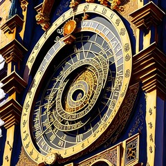 Astronomical Clock Tower, Generative AI Illustration