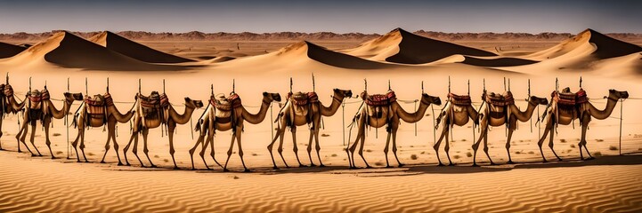 Caravan of Camels, Generative AI Illustration