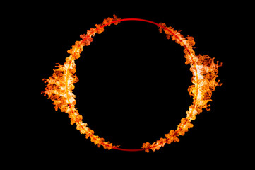 orange flame circle frame on black background