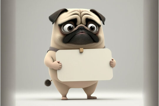 funny and cute dog holding white paper mock up, AI generate