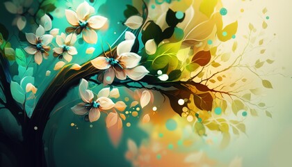 Abstract Flowers flat style background generative ai