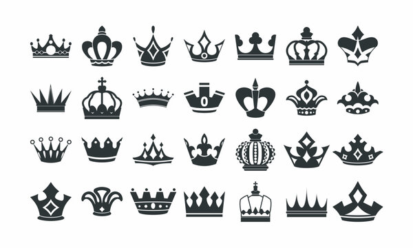 set of collection royal crown vector 