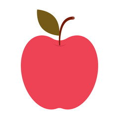 Simple red apple in flat design, fruit icon