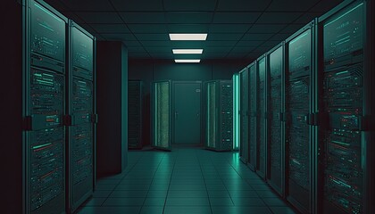 servers data center room storage systems , Generated by Midjourney AI