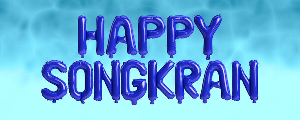 3d illustration of letter balloons about happy songkran isolated on background