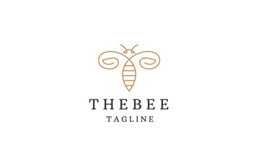 Bee line logo icon design template flat vector
