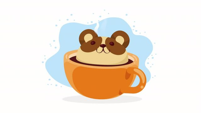coffee cup kawaii character animation