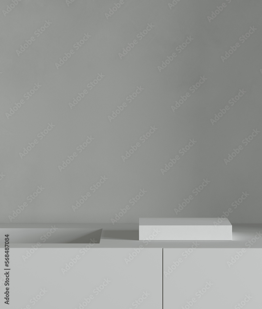 Poster minimal style mockup for product presentation. white product podium on white background. 3d renderin