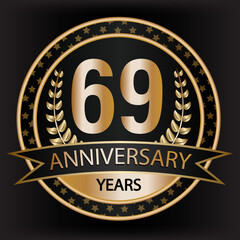 Fototapeta premium Gradient vector 69 year anniversary and anniversary