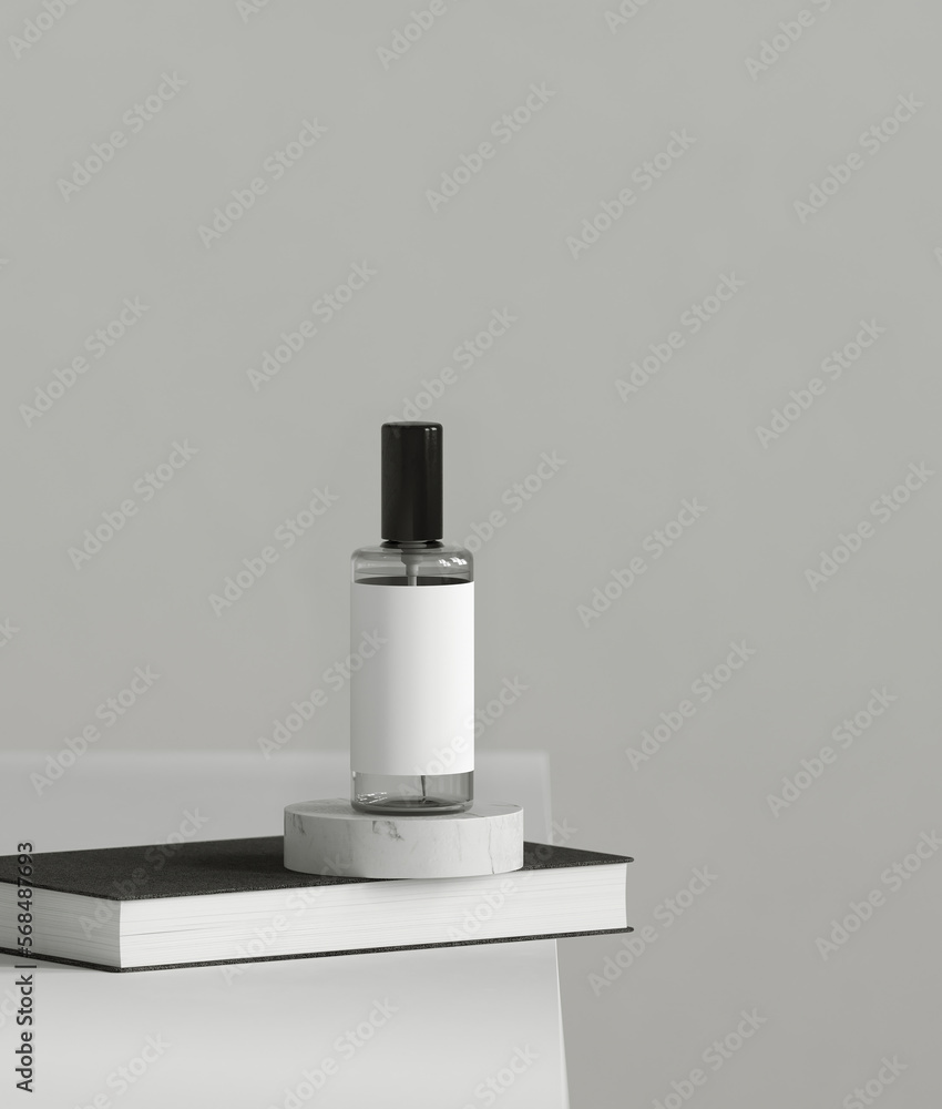 Poster minimal style mockup for product presentation. white marble platform on white background. 3d renderi
