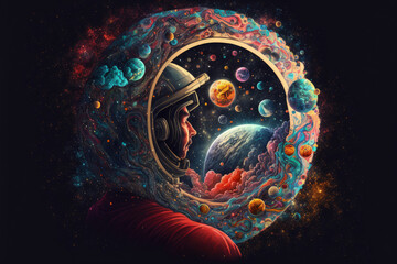 The universe within . Mixed media. Generative AI