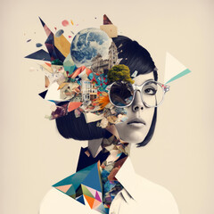 Creative mind of asian woman with glasses - Generative AI - 568488083