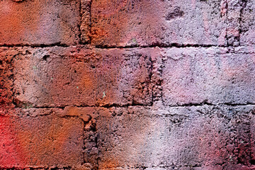 Old brick wall with white paint grunge texture