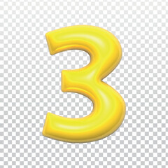 Vector realistic isolated golden number of 3 on the transparent background.
