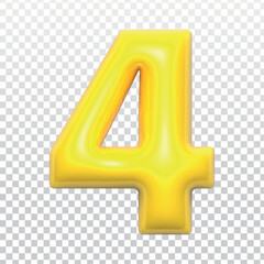 Vector realistic isolated golden number of 4 on the transparent background.