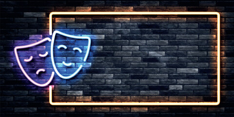 Vector realistic isolated neon sign of Drama frame on the wall background.